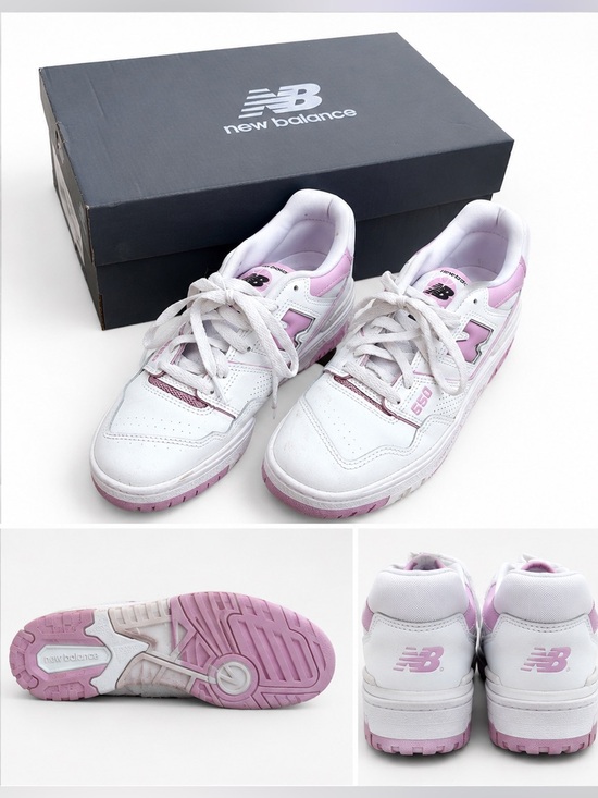 New Balance Shoes - New Balance White & Light Pink 550 Low-Top Sneakers